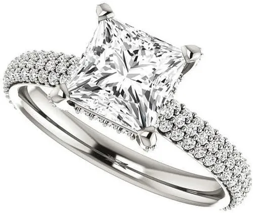 Miniatura 3 de IGI - Anillo de compromiso de talla princesa blanca de 2.55 quilates con certificación IGI en oro rosa amarillo blanco de 14 quilates para mujer