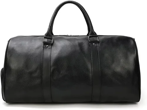 Miniatura 4 de Bolsa de viaje grande de cuero, bolsa de viaje para gimnasio, deportes, vuelo, cabina, bolsa de cuero para el fin de semana de la noche, bolsa