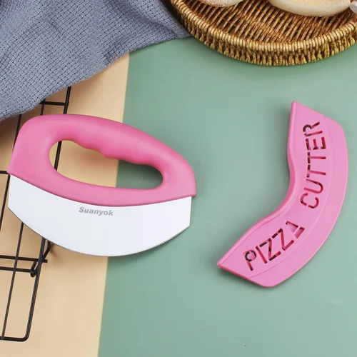 Miniatura 5 de Suanyok Cortador de pizza premium con rueda y picador de alimentos - Cuchillo de pizza multifunción con cuchilla superafilada de acero inoxidable