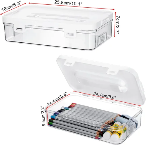 Miniatura 3 de BTSKY Contenedor de plástico transparente con tapa y asa, organizador de manualidades multiusos y caja de almacenamiento, caja de almacenamiento 1