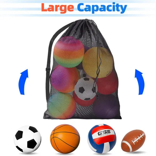 Miniatura 5 de GSE Games & Sports Expert 24x36/30x40 X-Large Mesh Sports Equipment Drawstring Bag for Soccers, Basketballs, Footballs