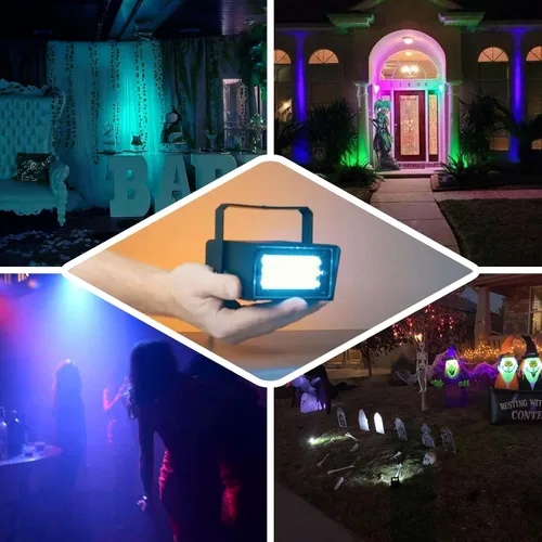 Miniatura 5 de Efavormart - Mini luz estroboscópica de 35 W con 24 LED azules brillantes, luz vertical de escenario con flash variable y control de velocidad