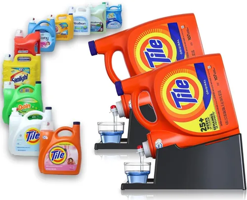 Miniatura 17 de TidyFriend - Paquete de 3 soportes para detergente líquido con bandeja de goteo y patas de agarre de goma, soporte para organización y Blanco