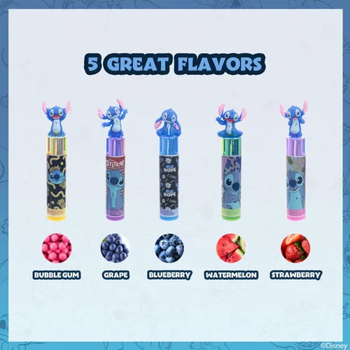 Miniatura 2 de Disney Stitch 5 piezas a base de plantas, set de bálsamo labial hidratante para maquillaje para niñas, niños y bebés, perfecto para fiestas, fiestas