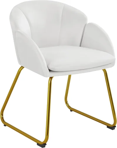 Yaheetech Sillón moderno de terciopelo para tocador, silla de maquillaje en forma de flor con patas de metal dorado para sala de estar, sala de