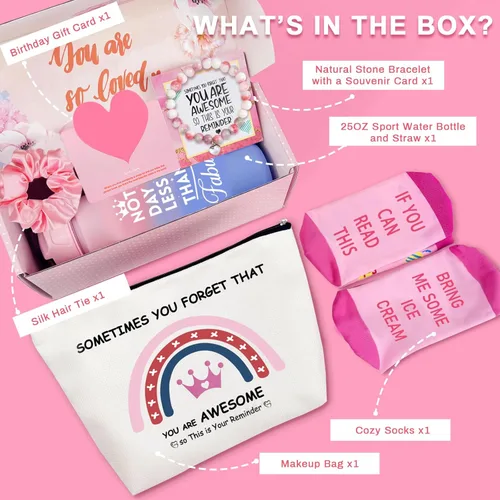 Miniatura 2 de Awfrky - Set de regalo en caja de botella de agua fabulosa de 25oz de color rosa, regalos de cumpleaños para mujeres - Divertidas ideas de regalo