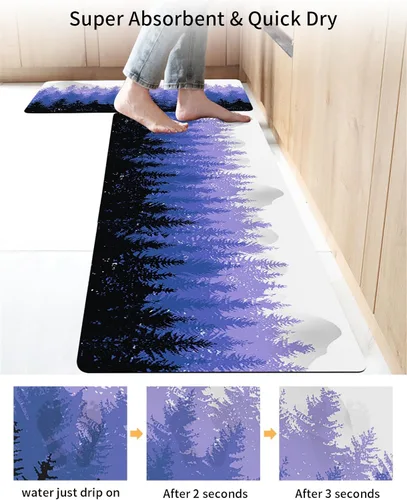 Miniatura 4 de Tapete de baño de bosque negro morado para bañera, antideslizante, de secado rápido y absorbente, de tierra de diatomeas, para fregadero de cocina