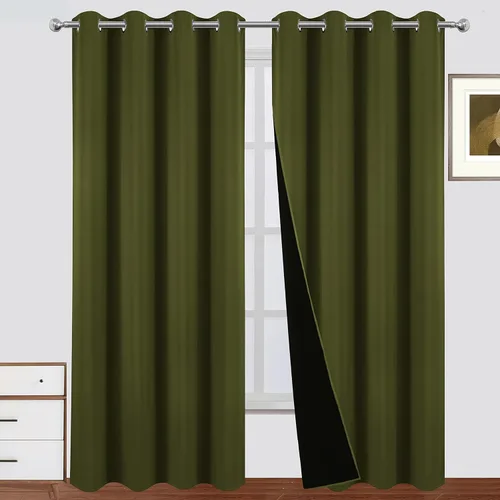 Miniatura 41 de LEMOMO Cortinas 100% opacas de 52 x 95 pulgadas, 2 paneles de oscurecimiento con aislamiento térmico para dormitorio Negro