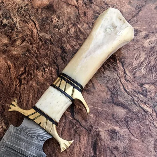 Miniatura 5 de Poshland RG-44 Cuchillo de caza de acero de Damasco hecho a mano - Mango magnífico