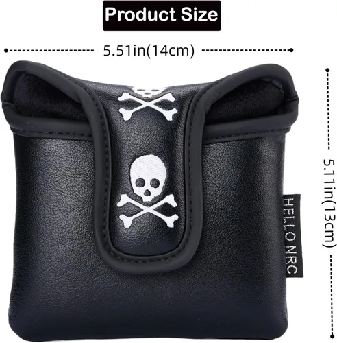 Miniatura 2 de Golf Club Skull Square Mallet Putter Cover Magnetic Closure Skeleton PU Leather Headcover
