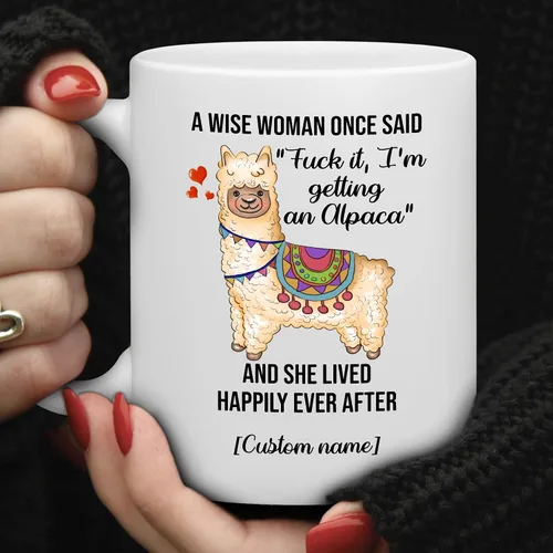 Miniatura 4 de WHIDOBE Regalos divertidos personalizados de alpaca para mujeres, taza de café de cerámica personalizada de 11 onzas y 15 onzas para amantes