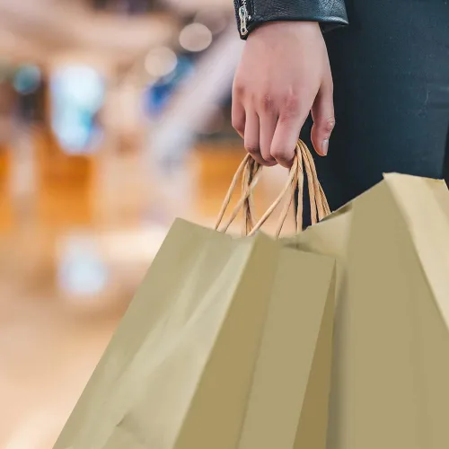 Miniatura 7 de Oikss Paquete de 50 bolsas de papel kraft marrón mediano de 8 x 4.75 x 10 pulgadas con asas a granel para cumpleaños, bodas, fiestas, comestibles