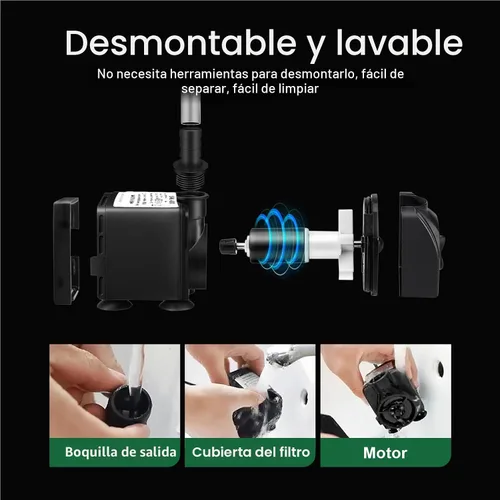 Miniatura 3 de GROWNEER Bomba sumergible de 550 GPH Bomba de agua ultra silenciosa de 30 W, 2000 L/H, con elevación de 7.2 pies de alto, 3 boquillas, tubo de 4.9