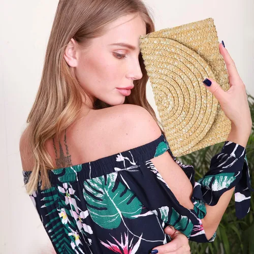 Miniatura 2 de JOSEKO - Bolso de mano de paja para mujer, bolso de mano de playa para verano