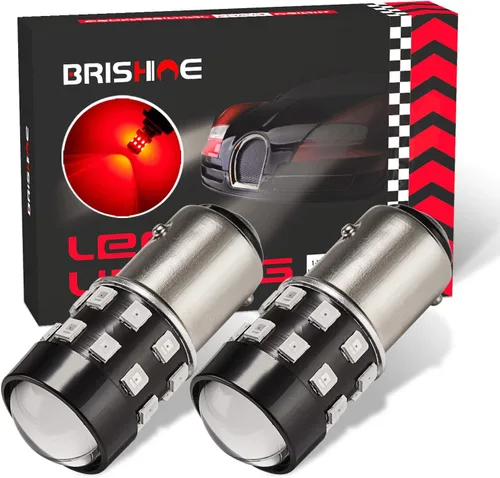 Bombillas LED BAY15D superbrillantes 1157 2057 2357 7528 BAY15D rojo brillante 9-30V sin polaridad 24-SMD chipsets LED con proyector para luces