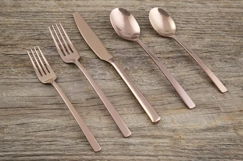 Miniatura 3 de Cambridge Silversmiths Beacon Juego de 20 piezas, servicio para 4, espejo de cobre/oro rosa