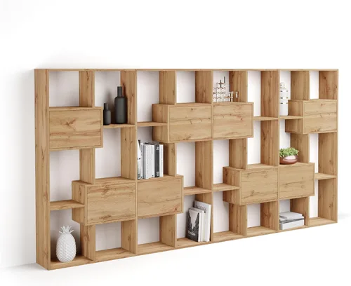 Miniatura 76 de Mobili Fiver, Iacopo XS Estantería con puertas de panel (63.31 x 31.5 pulgadas), color negro Ashwood, Made in Italy
