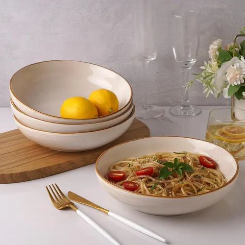 Miniatura 4 de famiware Tempus - Juego de 4 cuencos para pasta de 8.6'', cuencos de 40 oz para cocina, cuencos hondos de gres para servir, aptos para lavavajillas