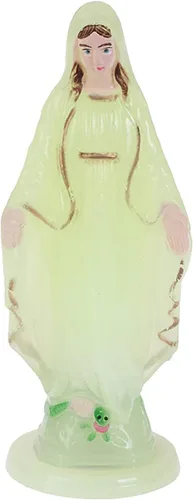 Miniatura 10 de Estatua de plástico Virgen María de 3.94 pulgadas, figura de Nuestra Señora de Gracia, estatuas católicas hechas a mano, decoraciones religiosas Azul