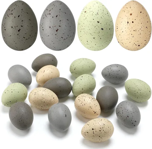 Miniatura 8 de SiliFine 16 huevos moteados de Pascua de 2.4 pulgadas, cuenco de plástico para huevos moteados, relleno de jarrón para exhibiciones de primavera