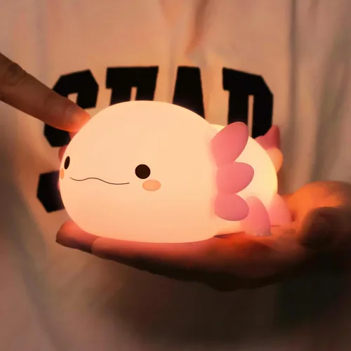 Miniatura 9 de Ammonite Axolotl Gifts, Luz Nocturna de Axolotl para Niños - Lámpara LED Táctil de Silicona Suave y Linda, Navidad Cumpleaños, Decoración Kawaii