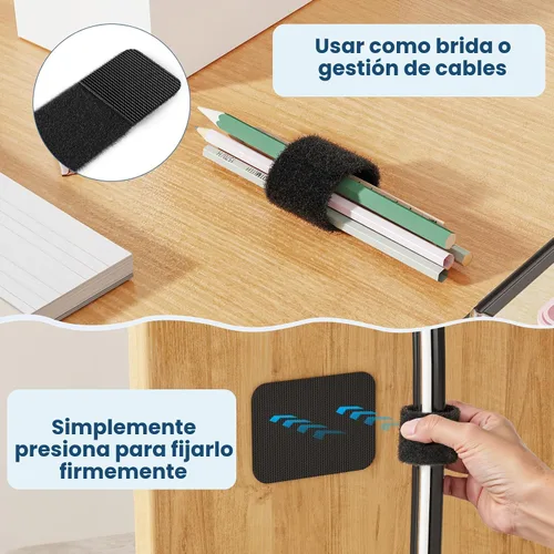 Miniatura 5 de Gestión de cables debajo del escritorio, 【Hasta 15 cables】【Soporte de cables mejorado】 Organizador de cables, cintas de cable ajustables con gancho
