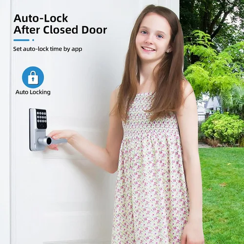 Miniatura 6 de Cerradura de puerta inteligente con huella dactilar sin llave: cerradura electrónica digital LORVIBO con código de contraseña, perilla de puerta