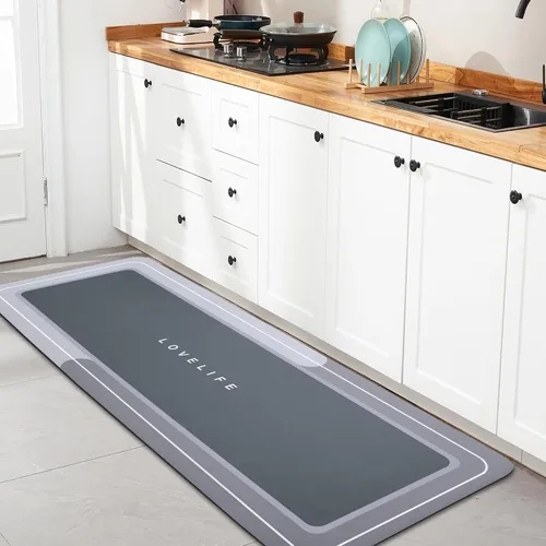 Miniatura 11 de Tapete de baño de goma de secado rápido, absorbente, antideslizante, delgado, de secado instantáneo, tapete mágico de baño para el piso del baño
