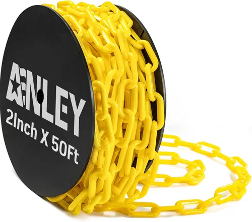 Anley Enlaces de cadena de plástico de 50 pies, cadenas de barrera de seguridad, resistentes al óxido, ligeras y fáciles de cortar, alta visibilidad