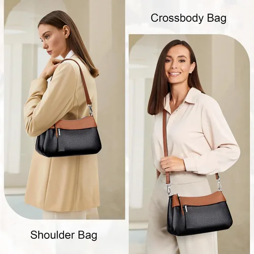 Miniatura 11 de Over Earth Genuine Leather Crossbody Bags for Women Small Hobo Handbags Shoulder Purses with 2 Detachable Straps