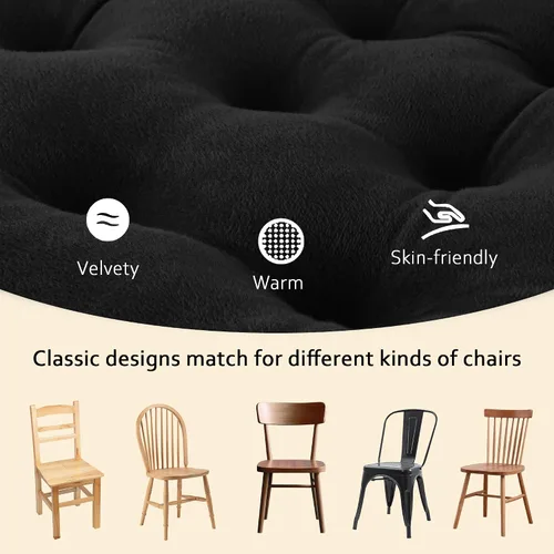 Miniatura 3 de ELFJOY Paquete de 4 cojines para sillas de comedor, cojines para sillas de cocina, oficina, cojín cuadrado copetudo con lazos
