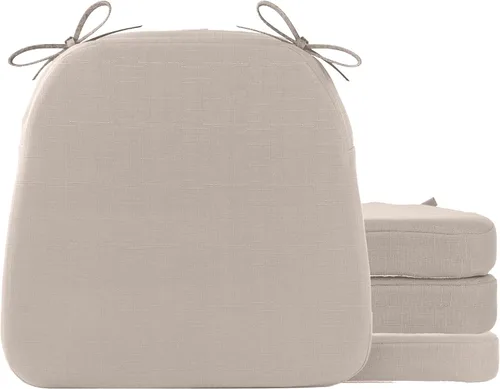 Miniatura 16 de Battilo - Cojines para sillas de comedor con lazos, almohadilla para silla de cocina para interiores y exteriores con respaldo antideslizante, cojín