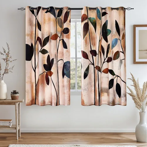 Miniatura 18 de SUBRTEX - Cortinas opacas de 52Wx63L, cortinas florales para oscurecer la habitación, cortinas de ventana aisladas térmicamente de 2 paneles