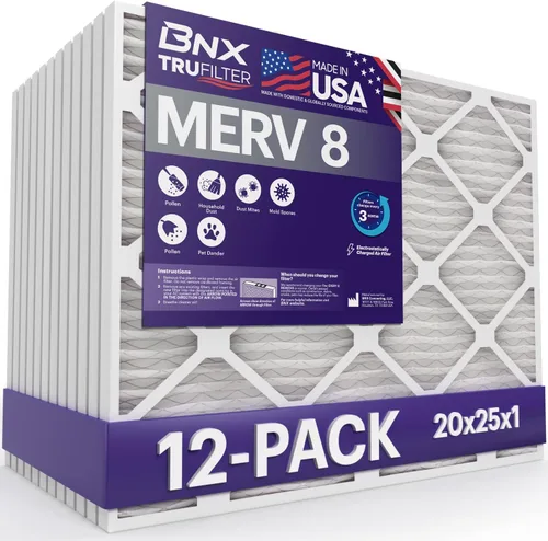 Miniatura 18 de BNX TruFilter - Filtro de aire MERV 8 de 16 x 25 x 1 pulgadas (paquete de 12) – Fabricado en Estados Unidos – Protección contra el polvo
