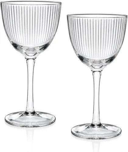 HISTORY COMPANY 1934 Nick & Nora Crystal Cocktail Coupette - Vaso estilo cupé inspirado en el arte moderno, juego de 2 piezas (colección de caja de