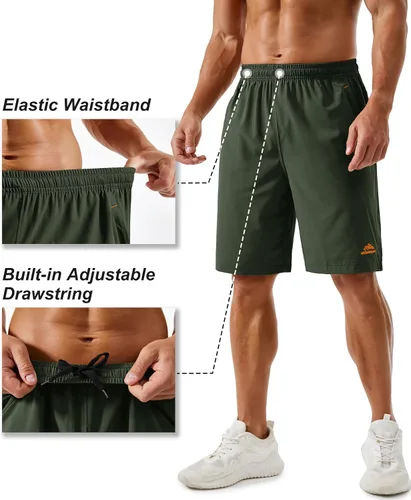 Miniatura 95 de TACVASEN Pantalones cortos deportivos para correr para hombre, 9 pulgadas, de secado rápido, pantalones cortos ligeros de verano, 3 bolsillos