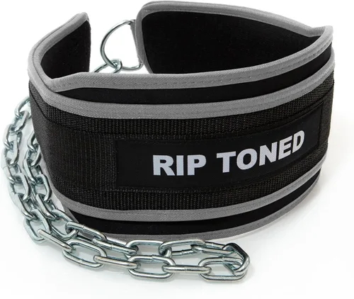 Rip Toned Cinturón de inmersión para levantamiento de pesas, dominadas, inmersiones, barbillas, cadena de acero resistente de 36 pulgadas, cinturón
