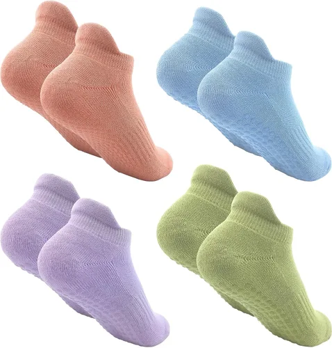 Women Non Slip Grip Ankle Socks with Anti-Skid Soles Cushioned for Yoga, Pilates, Barre,Hospital, Home, Walking