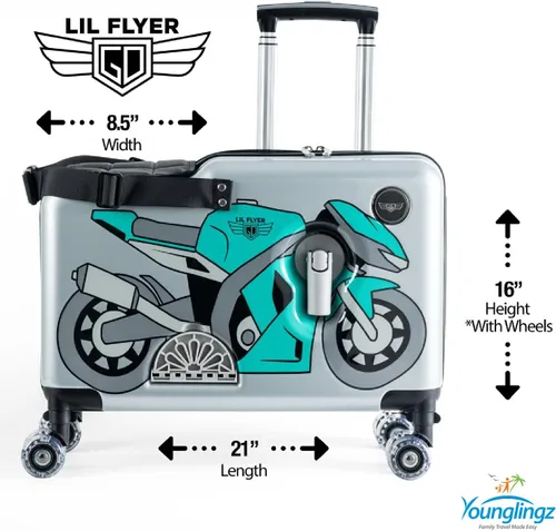 Miniatura 7 de Younglingz LIL FLYER GO 21" - Maleta de mano para niños, Motocicleta verde V2