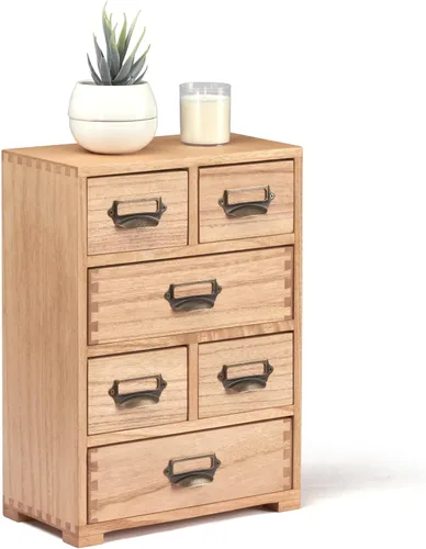 Miniatura 10 de KIRIGEN Organizador de gabinete de almacenamiento de madera, cajones de almacenamiento de escritorio para suministros de oficina en casa marrón