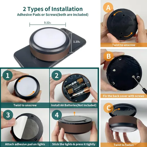 Miniatura 7 de LEASTYLE Luces de disco con control remoto, iluminación para debajo del gabinete con temporizador regulable, luz adhesiva debajo de la encimera