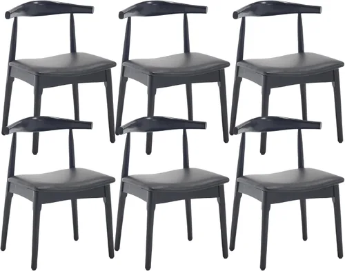 Miniatura 13 de VESCASA Juego de 2 sillas de comedor de mediados de siglo, sillas de comedor tapizadas de piel sintética, sillas de comedor de madera maciza