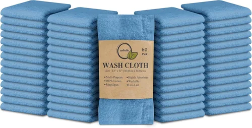 Miniatura 9 de Paquete de 24 paños 100 % algodón (12 x 12 pulgadas), suaves, altamente absorbentes, toallas para la cara, paños de lavado para la cara, hilado