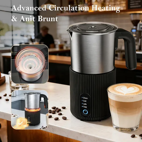 Miniatura 4 de Espumador de leche eléctrico y vaporizador, vaporizador de leche instantáneo 4 en 1 para café, café con leche, capuchino, chocolate caliente