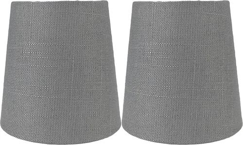 Miniatura 9 de Juego de 2 pantallas de lámpara de araña de lino blanco hueso con clip, 3.5 x 4.5 x 4.5 pulgadas