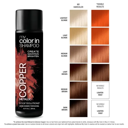 Miniatura 4 de SMART SOLUTIONS my color in Color Depositing Shampoo (cobre metálico), tinte para el cabello sin sulfatos ni parabenos, fabricado en Estados Unidos