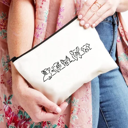 Miniatura 4 de XYANFA Bolsa de maquillaje de cerdos, regalo para amantes de los animales, bolsa con cremallera, regalo para granjero de cerdos, regalos para Bolsa