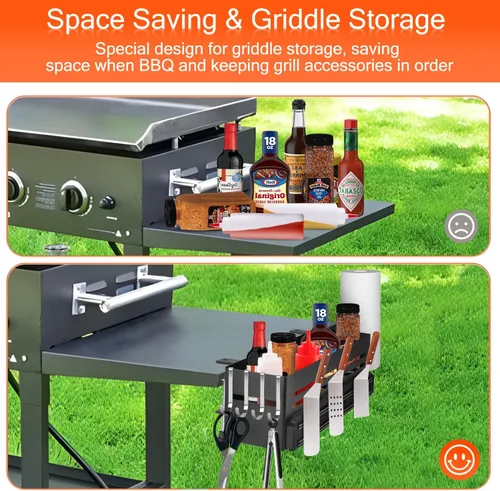 Miniatura 3 de Organizador de parrilla para parrilla Blackstone de 28/36 pulgadas, soporte para accesorios de barbacoa con tira magnética y soporte para toallas