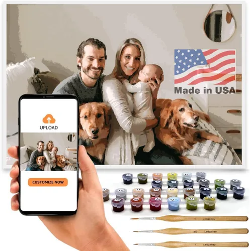 Kit de Pintura por Números Personalizado de Ledgebay para Adultos, Colorear por Números para Adultos, Kits de Pintura por Números para Adultos, Kit