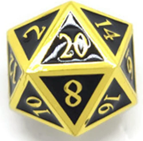 Miniatura 4 de Juego de dados de metal negro y dorado D20 F*** Critical Fail F de 20 caras DND Negro Gunmetal Número de color para juegos de rol, Dungeons and